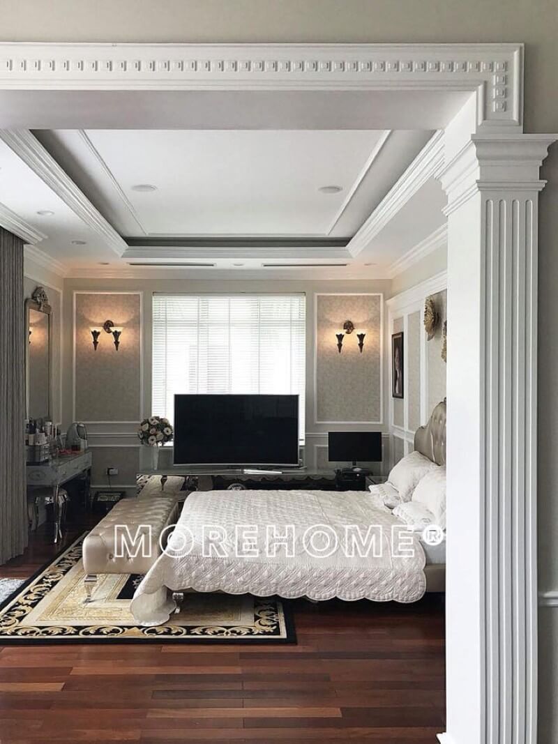 Công trình sản phẩm thi công nội thất phòng ngủ tân cổ điển thực tế tại biệt thự Ciputra Tây Hồ Hà Nội